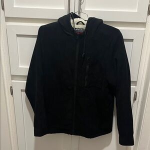 Beautiful Giant Black Hooded corderoy Sherpa lined jacket